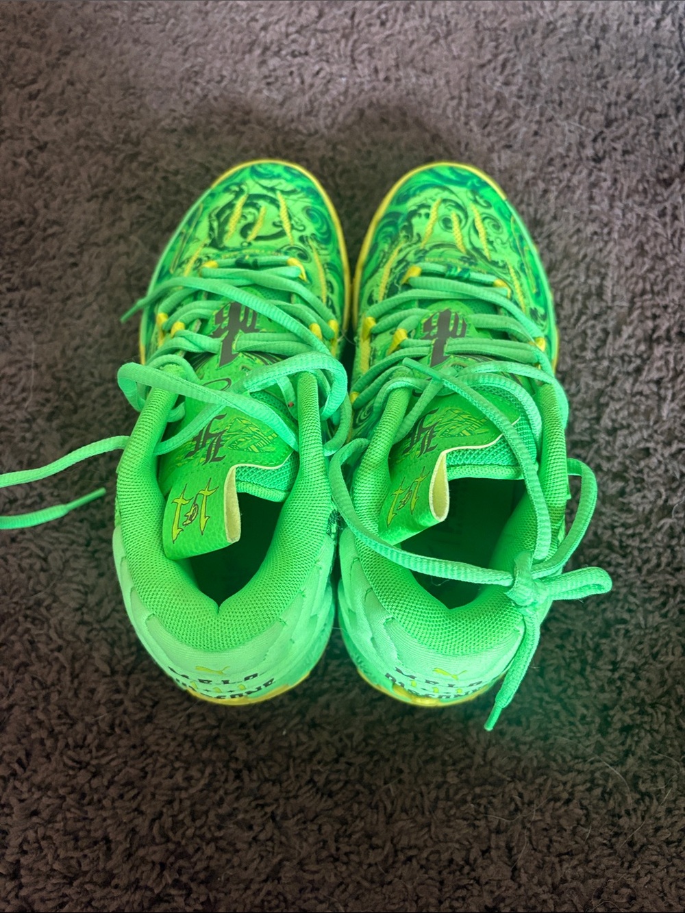 Puma Kids Neon Green Graphic Lace-Up Sneakers Lamelo